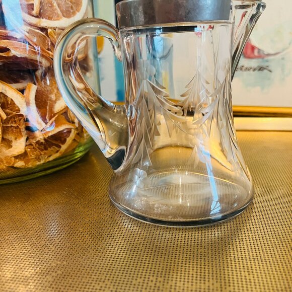 Antique Heisey Glass Syrup 1910 Victorian Hand Etch Cottagecore Colony Pat'D - Picture 3 of 9